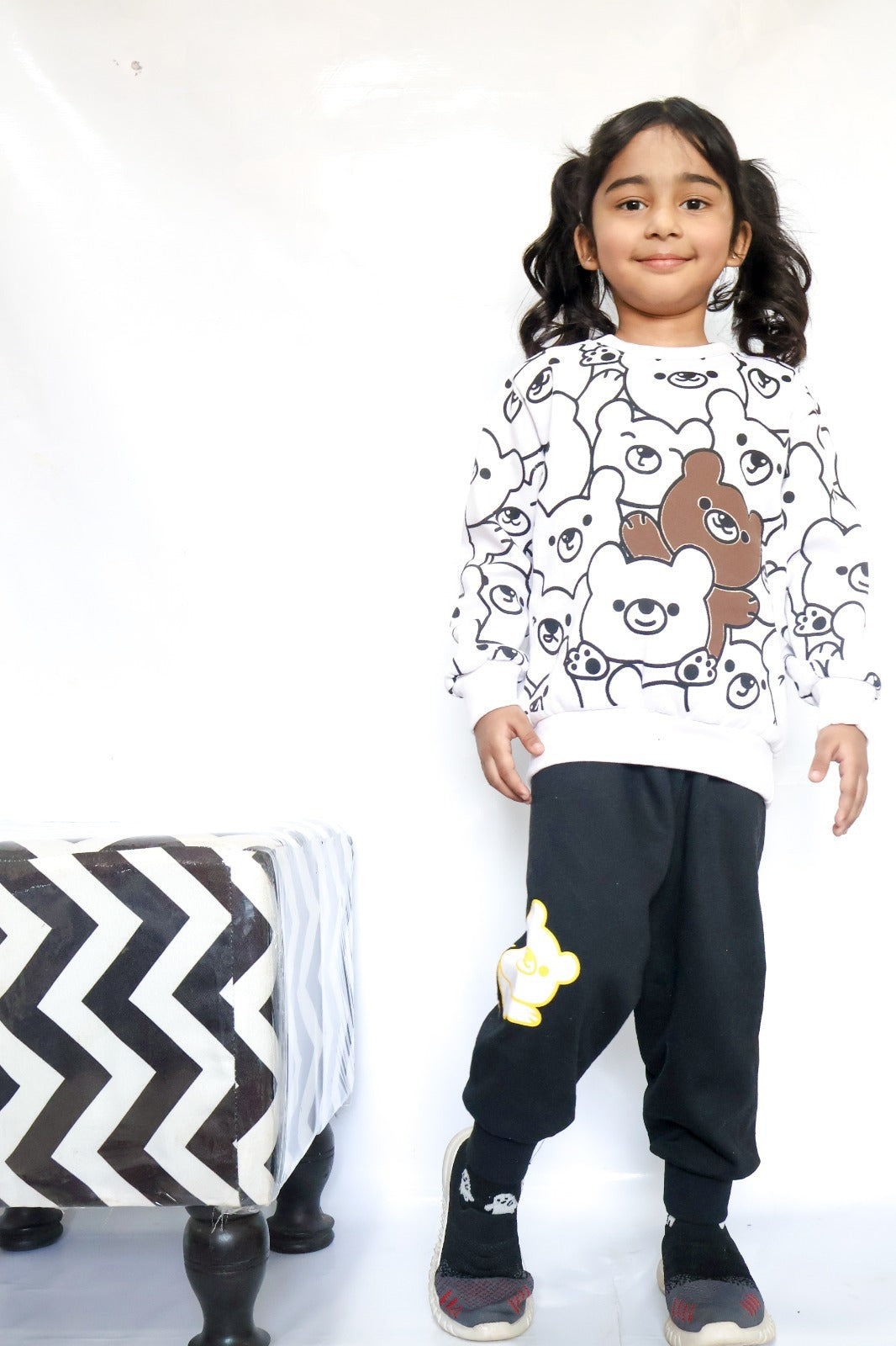 White Bears Print Sweatshirt With Trouser For Kids (2 Piece)