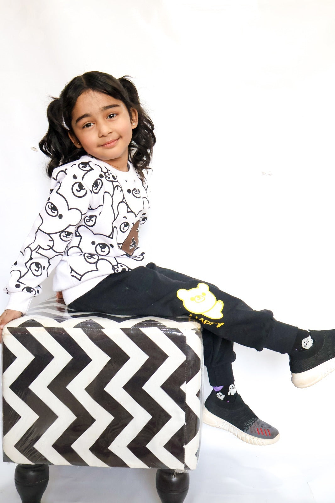 White Bears Print Sweatshirt With Trouser For Kids (2 Piece)