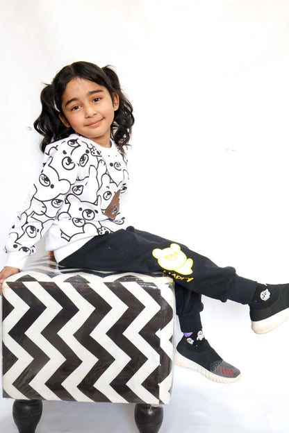 White Bears Print Sweatshirt With Trouser For Kids (2 Piece)