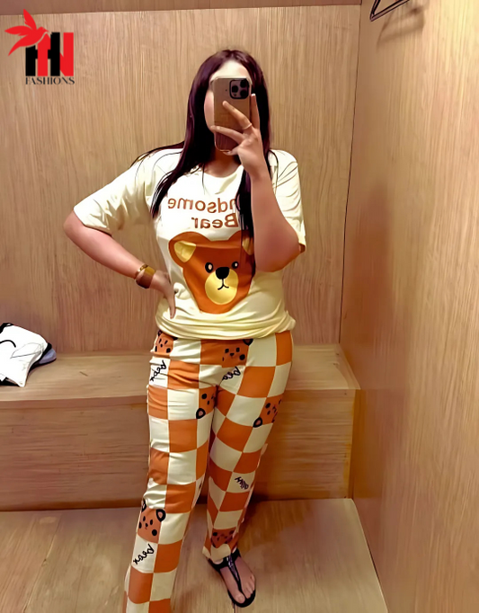 Handsome Bear Printed Night Suit