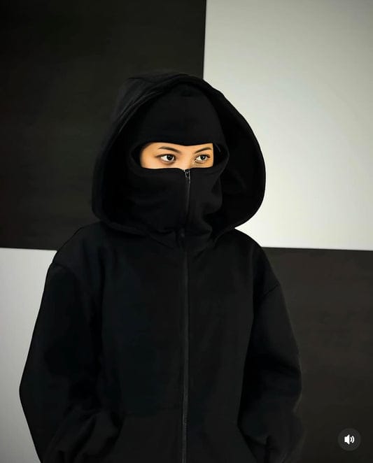 Balaclava Ninja Zipper Hoodie Jacket For Women