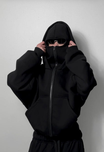 Balaclava Ninja Zipper Hoodie Jacket For Women