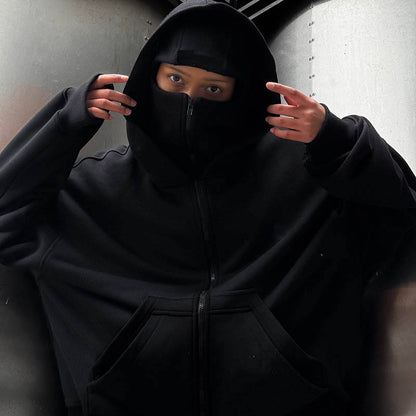 Balaclava Ninja Zipper Hoodie Jacket For Women
