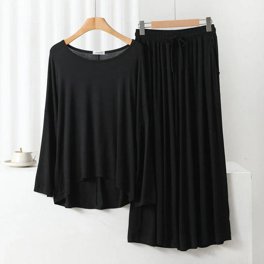 Plain Black Plazzo Suit PJ Set