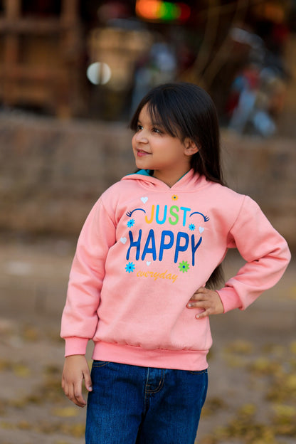 Just Happy Printed Hoodie For Kids