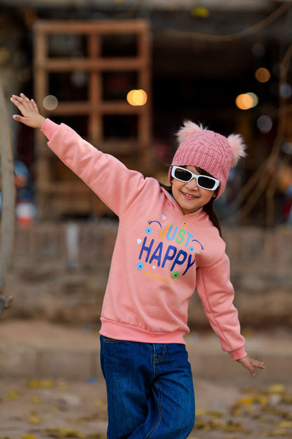 Just Happy Printed Hoodie For Kids