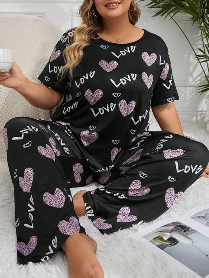 Love Heart Printed Night Suit