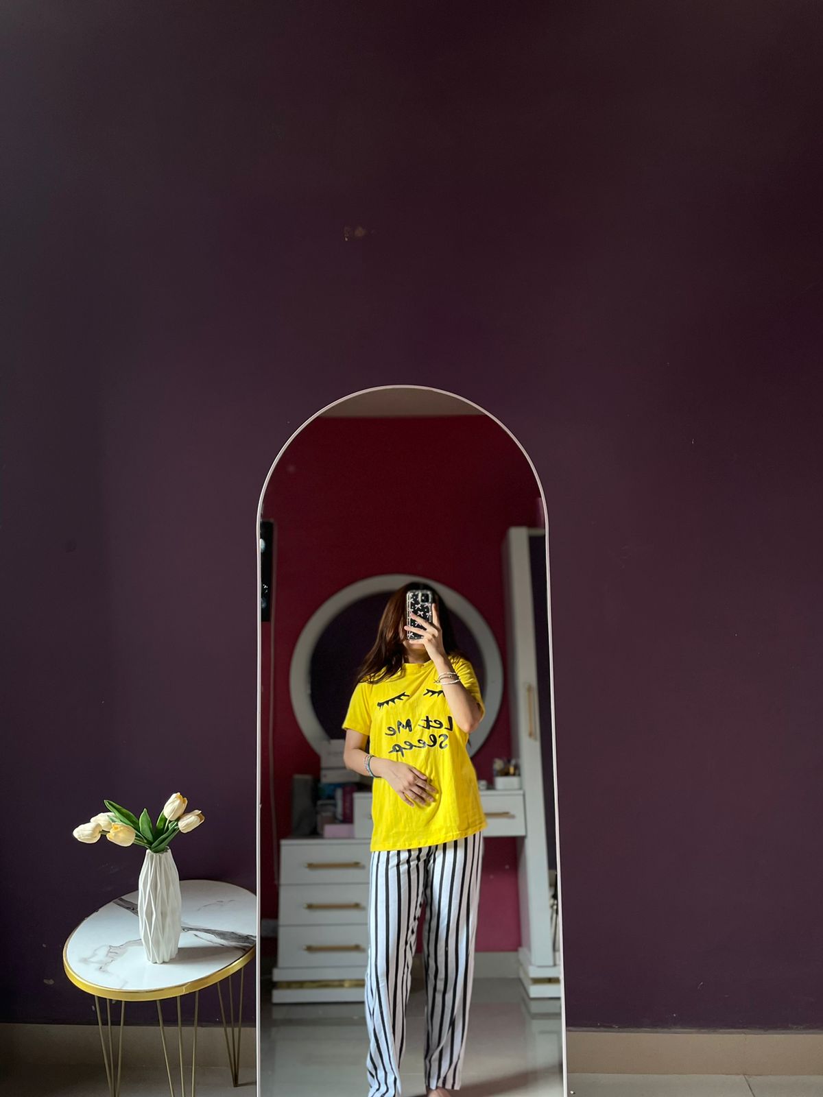 Yellow Let Me Sleep Printed  Night Suit