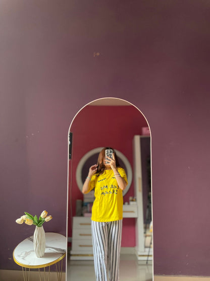 Yellow Let Me Sleep Printed  Night Suit