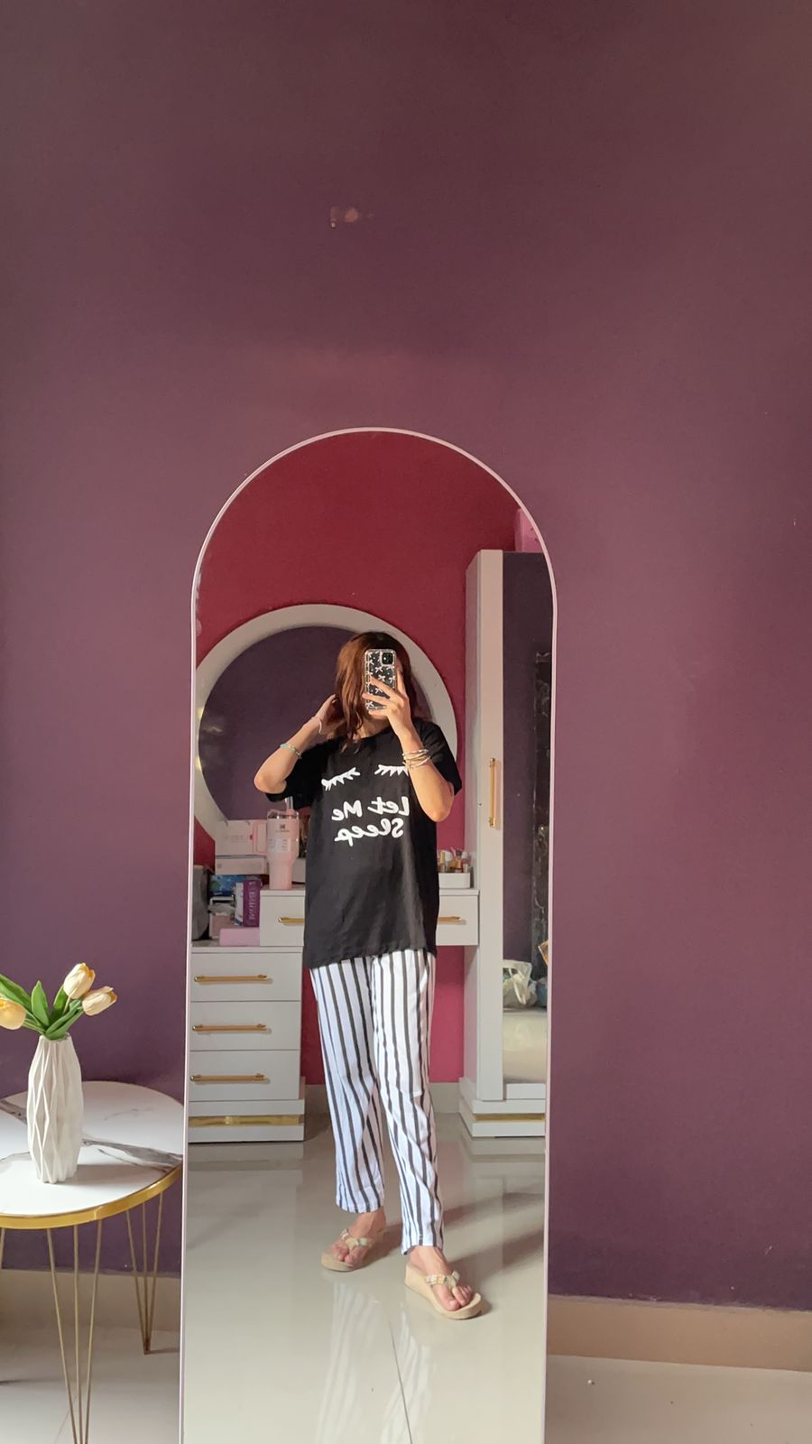 Black Let Me sleep Printed  Night Suit