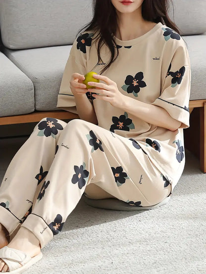 Big flowers Printed Night Suit