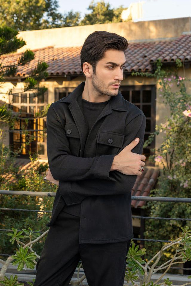 Black Men's Winter Shacket
