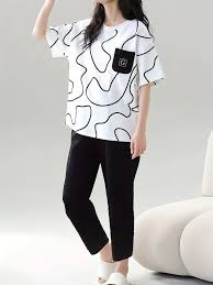 Abstract Printed Night Suit