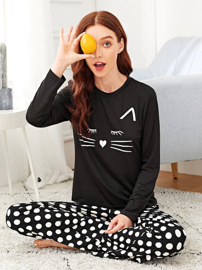 Kitten Printed Pajama Night Suit