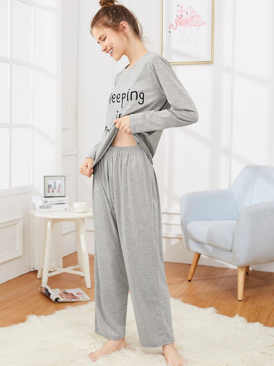Sleeping In Grey Night Suit